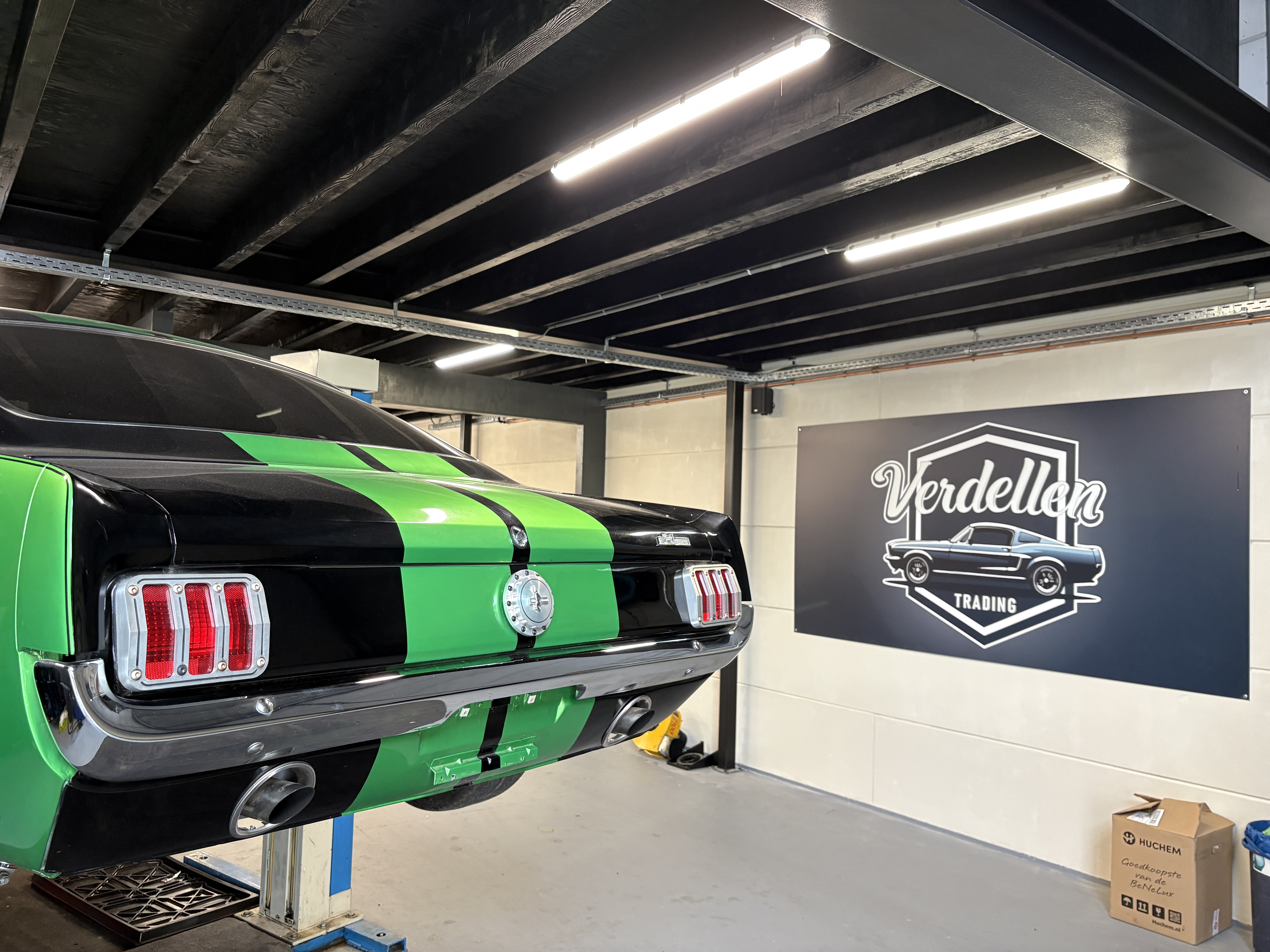 Hay en Erik Verdellen met klassieke Ford Mustang